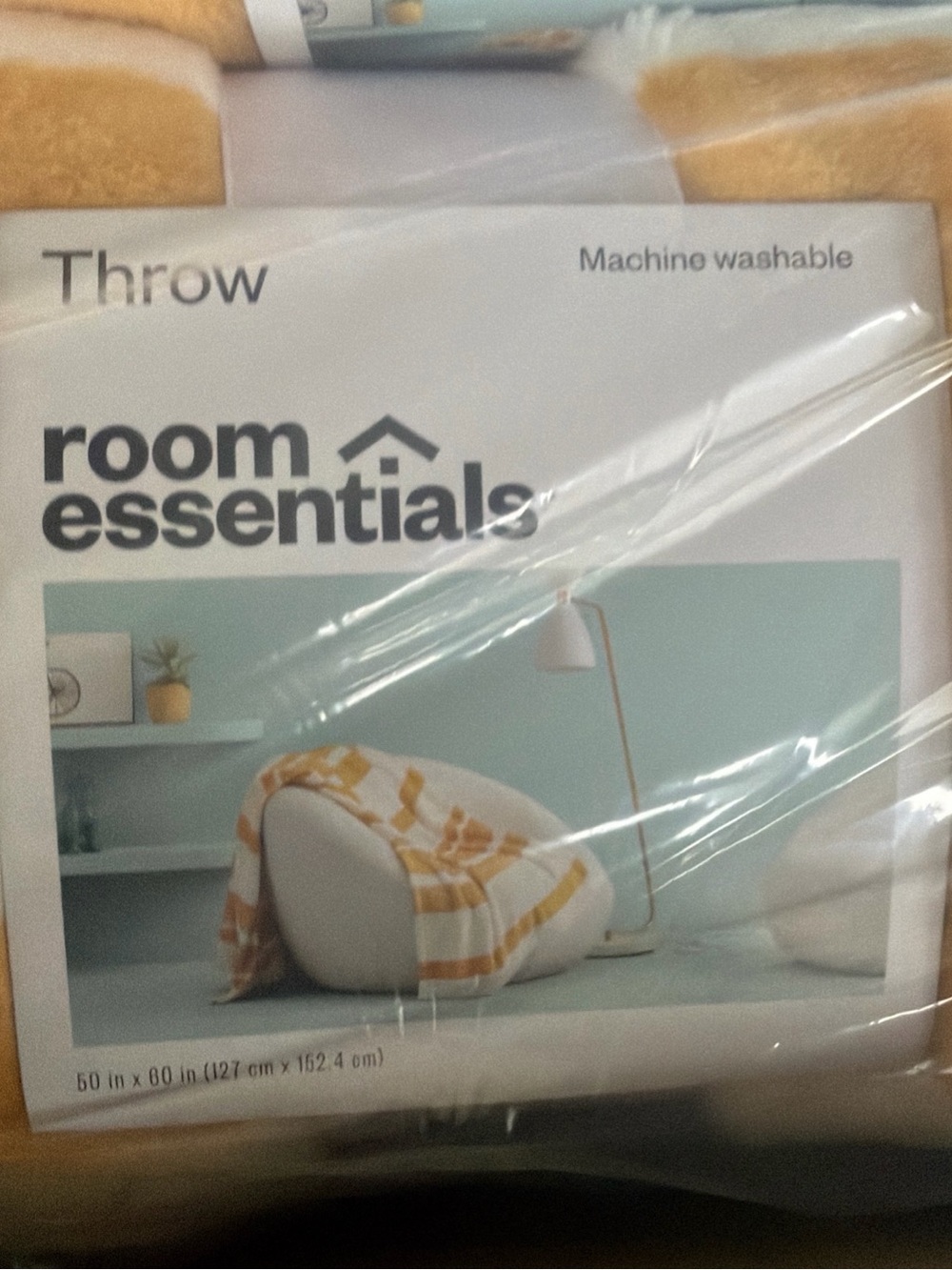 2 Pack of Room Essentials Gold and White Striped Throw Blanket